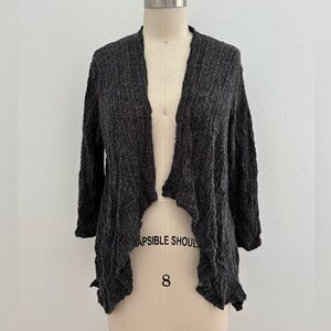 Chalet et Ceci Waterfall Cardigan Heather Gray Knit Crinkled Open S
